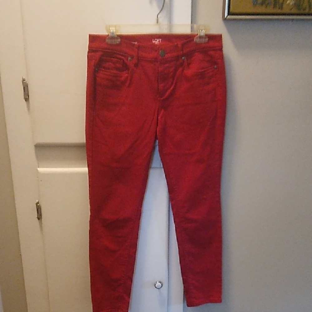 LOFT Red Skinny Jeans